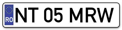 Placuta inmatriculare numar auto  NT-05-MRW, NT 05 MRW, NT05MRW