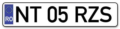 Placuta inmatriculare numar auto  NT-05-RZS, NT 05 RZS, NT05RZS