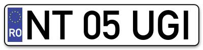 Placuta inmatriculare numar auto  NT-05-UGI, NT 05 UGI, NT05UGI