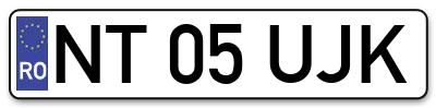 Placuta inmatriculare numar auto  NT-05-UJK, NT 05 UJK, NT05UJK