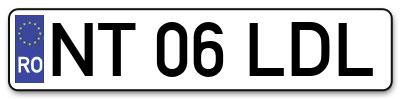 Placuta inmatriculare numar auto  NT-06-LDL, NT 06 LDL, NT06LDL