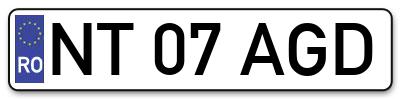 Placuta inmatriculare numar auto  NT-07-AGD, NT 07 AGD, NT07AGD
