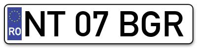 Placuta inmatriculare numar auto  NT-07-BGR, NT 07 BGR, NT07BGR