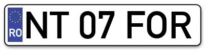Placuta inmatriculare numar auto  NT-07-FOR, NT 07 FOR, NT07FOR
