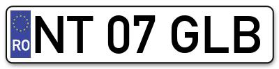 Placuta inmatriculare numar auto  NT-07-GLB, NT 07 GLB, NT07GLB