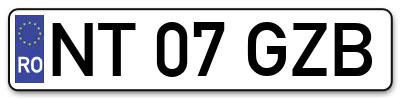 Placuta inmatriculare numar auto  NT-07-GZB, NT 07 GZB, NT07GZB