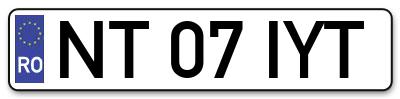 Placuta inmatriculare numar auto  NT-07-IYT, NT 07 IYT, NT07IYT