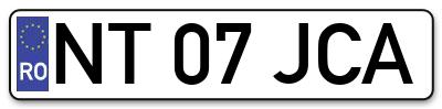 Placuta inmatriculare numar auto  NT-07-JCA, NT 07 JCA, NT07JCA