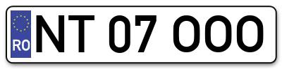 Placuta inmatriculare numar auto  NT-07-OOO, NT 07 OOO, NT07OOO