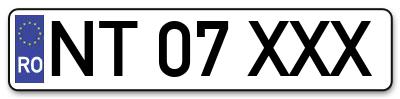 Placuta inmatriculare numar auto  NT-07-XXX, NT 07 XXX, NT07XXX