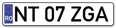 Placuta inmatriculare numar auto  NT-07-ZGA, NT 07 ZGA, NT07ZGA