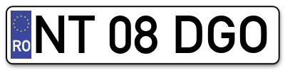 Placuta inmatriculare numar auto  NT-08-DGO, NT 08 DGO, NT08DGO