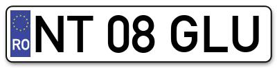 Placuta inmatriculare numar auto  NT-08-GLU, NT 08 GLU, NT08GLU