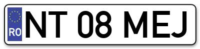 Placuta inmatriculare numar auto  NT-08-MEJ, NT 08 MEJ, NT08MEJ