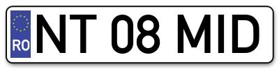 Placuta inmatriculare numar auto  NT-08-MID, NT 08 MID, NT08MID