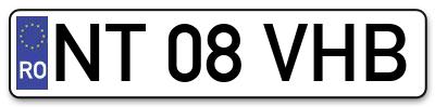 Placuta inmatriculare numar auto  NT-08-VHB, NT 08 VHB, NT08VHB