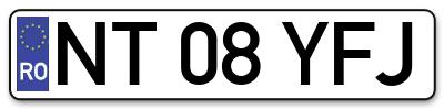 Placuta inmatriculare numar auto  NT-08-YFJ, NT 08 YFJ, NT08YFJ
