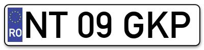 Placuta inmatriculare numar auto  NT-09-GKP, NT 09 GKP, NT09GKP