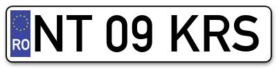 Placuta inmatriculare numar auto  NT-09-KRS, NT 09 KRS, NT09KRS