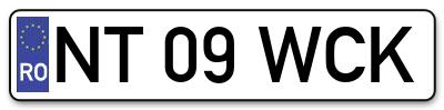Placuta inmatriculare numar auto  NT-09-WCK, NT 09 WCK, NT09WCK