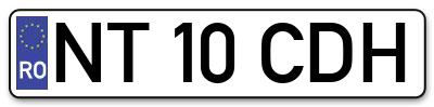 Placuta inmatriculare numar auto  NT-10-CDH, NT 10 CDH, NT10CDH