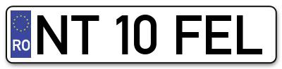Placuta inmatriculare numar auto  NT-10-FEL, NT 10 FEL, NT10FEL