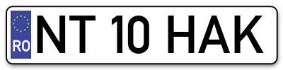 Placuta inmatriculare numar auto  NT-10-HAK, NT 10 HAK, NT10HAK
