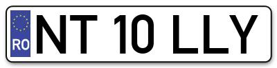 Placuta inmatriculare numar auto  NT-10-LLY, NT 10 LLY, NT10LLY