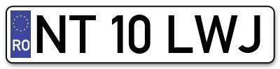 Placuta inmatriculare numar auto  NT-10-LWJ, NT 10 LWJ, NT10LWJ
