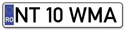 Placuta inmatriculare numar auto  NT-10-WMA, NT 10 WMA, NT10WMA