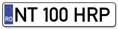 Placuta inmatriculare numar auto  NT-100-HRP, NT 100 HRP, NT100HRP