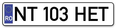 Placuta inmatriculare numar auto  NT-103-HET, NT 103 HET, NT103HET