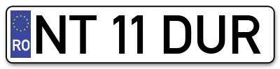Placuta inmatriculare numar auto  NT-11-DUR, NT 11 DUR, NT11DUR