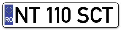 Placuta inmatriculare numar auto  NT-110-SCT, NT 110 SCT, NT110SCT