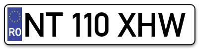 Placuta inmatriculare numar auto  NT-110-XHW, NT 110 XHW, NT110XHW