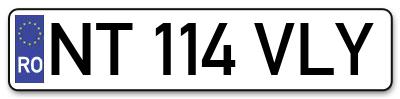 Placuta inmatriculare numar auto  NT-114-VLY, NT 114 VLY, NT114VLY