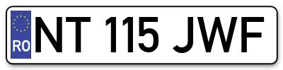 Placuta inmatriculare numar auto  NT-115-JWF, NT 115 JWF, NT115JWF