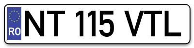 Placuta inmatriculare numar auto  NT-115-VTL, NT 115 VTL, NT115VTL