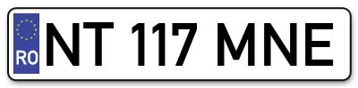 Placuta inmatriculare numar auto  NT-117-MNE, NT 117 MNE, NT117MNE