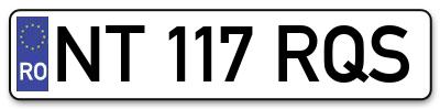 Placuta inmatriculare numar auto  NT-117-RQS, NT 117 RQS, NT117RQS