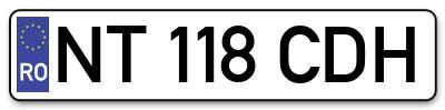 Placuta inmatriculare numar auto  NT-118-CDH, NT 118 CDH, NT118CDH