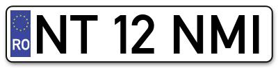 Placuta inmatriculare numar auto  NT-12-NMI, NT 12 NMI, NT12NMI