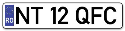 Placuta inmatriculare numar auto  NT-12-QFC, NT 12 QFC, NT12QFC