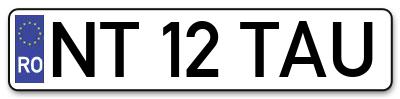 Placuta inmatriculare numar auto  NT-12-TAU, NT 12 TAU, NT12TAU