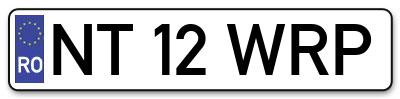 Placuta inmatriculare numar auto  NT-12-WRP, NT 12 WRP, NT12WRP