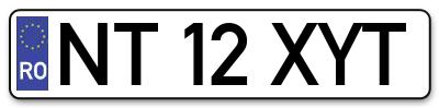 Placuta inmatriculare numar auto  NT-12-XYT, NT 12 XYT, NT12XYT
