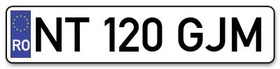 Placuta inmatriculare numar auto  NT-120-GJM, NT 120 GJM, NT120GJM