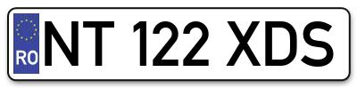 Placuta inmatriculare numar auto  NT-122-XDS, NT 122 XDS, NT122XDS