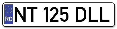 Placuta inmatriculare numar auto  NT-125-DLL, NT 125 DLL, NT125DLL