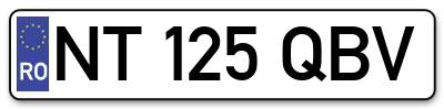 Placuta inmatriculare numar auto  NT-125-QBV, NT 125 QBV, NT125QBV